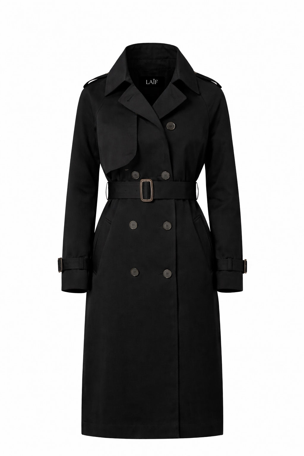 Klasyczny trencz damski długi płaszcz na wiosnę i jesień - beżowy / czarny / granatowy