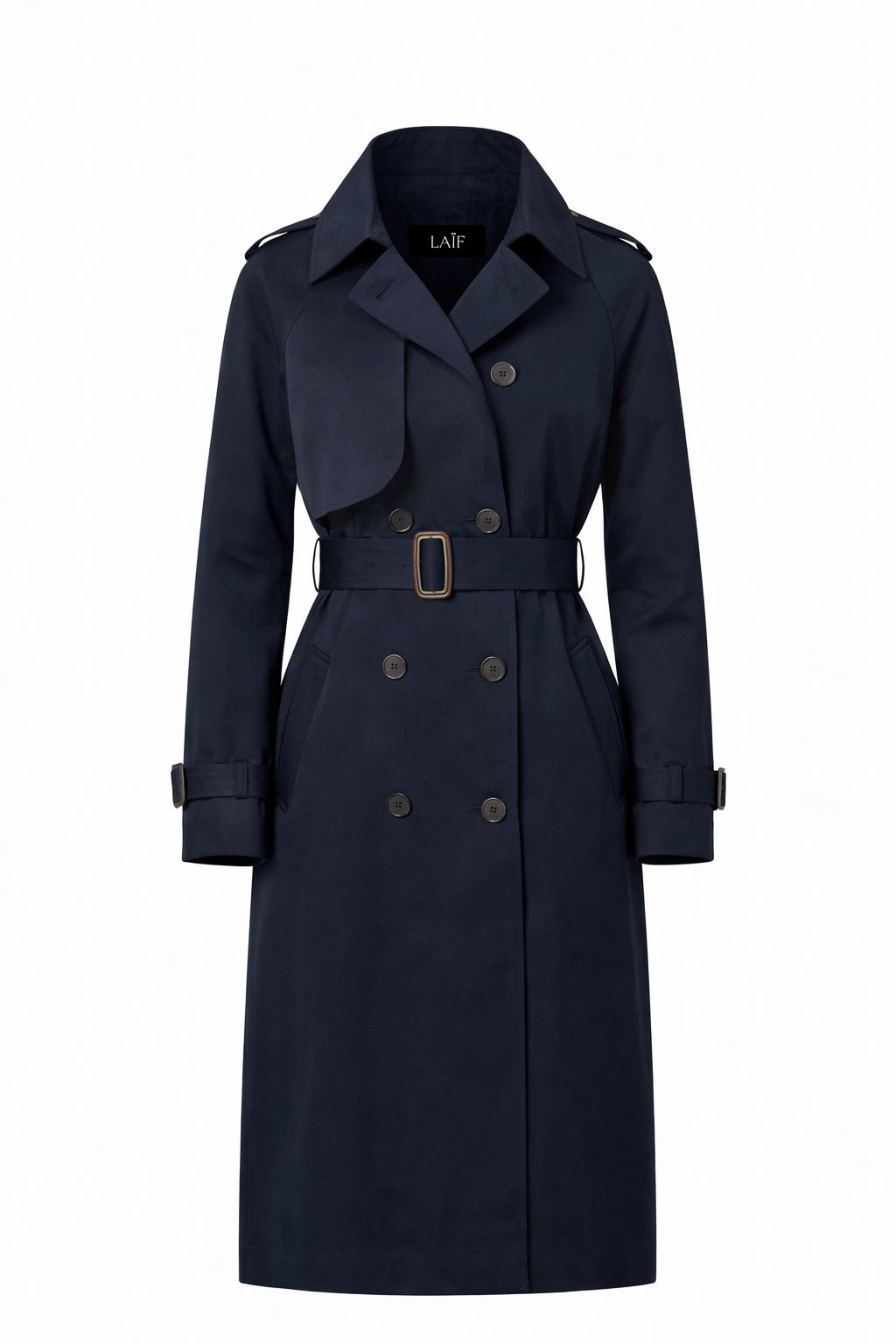 Klasyczny trencz damski długi płaszcz na wiosnę i jesień - beżowy / czarny / granatowy