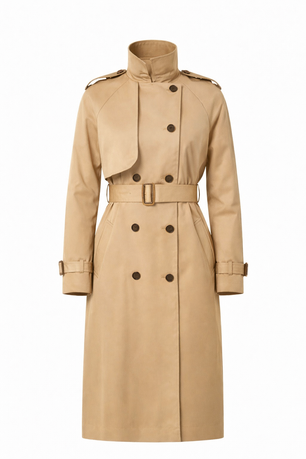 Klasyczny trencz damski długi płaszcz na wiosnę i jesień - beżowy / czarny / granatowy