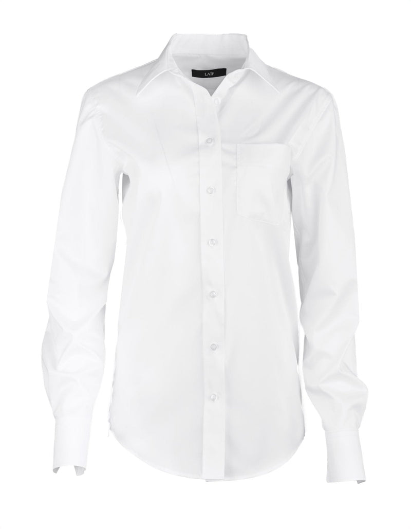 Koszula damska biała z długim rękawem - oversize - LIPSTICK