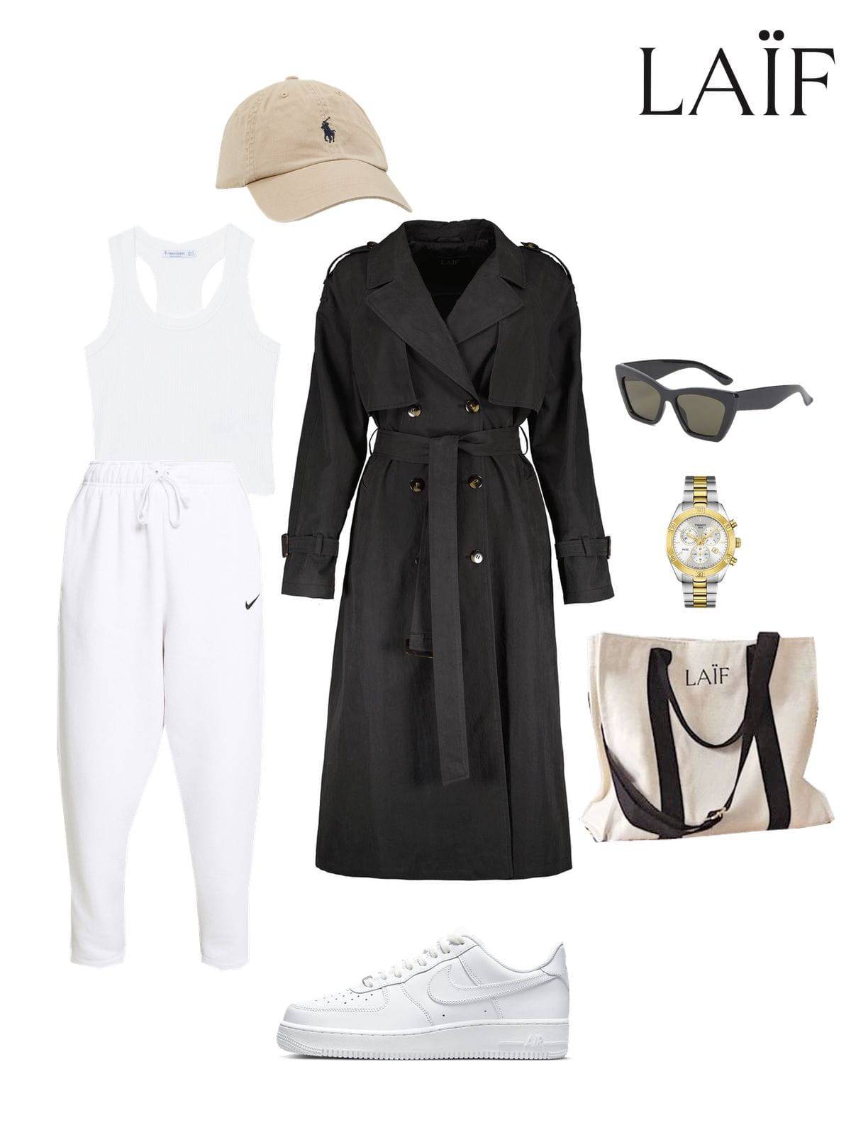 Torba shopper płócienna TOTE 01 - na zakupy, na plażę w zestawie z czarnym płaszczem