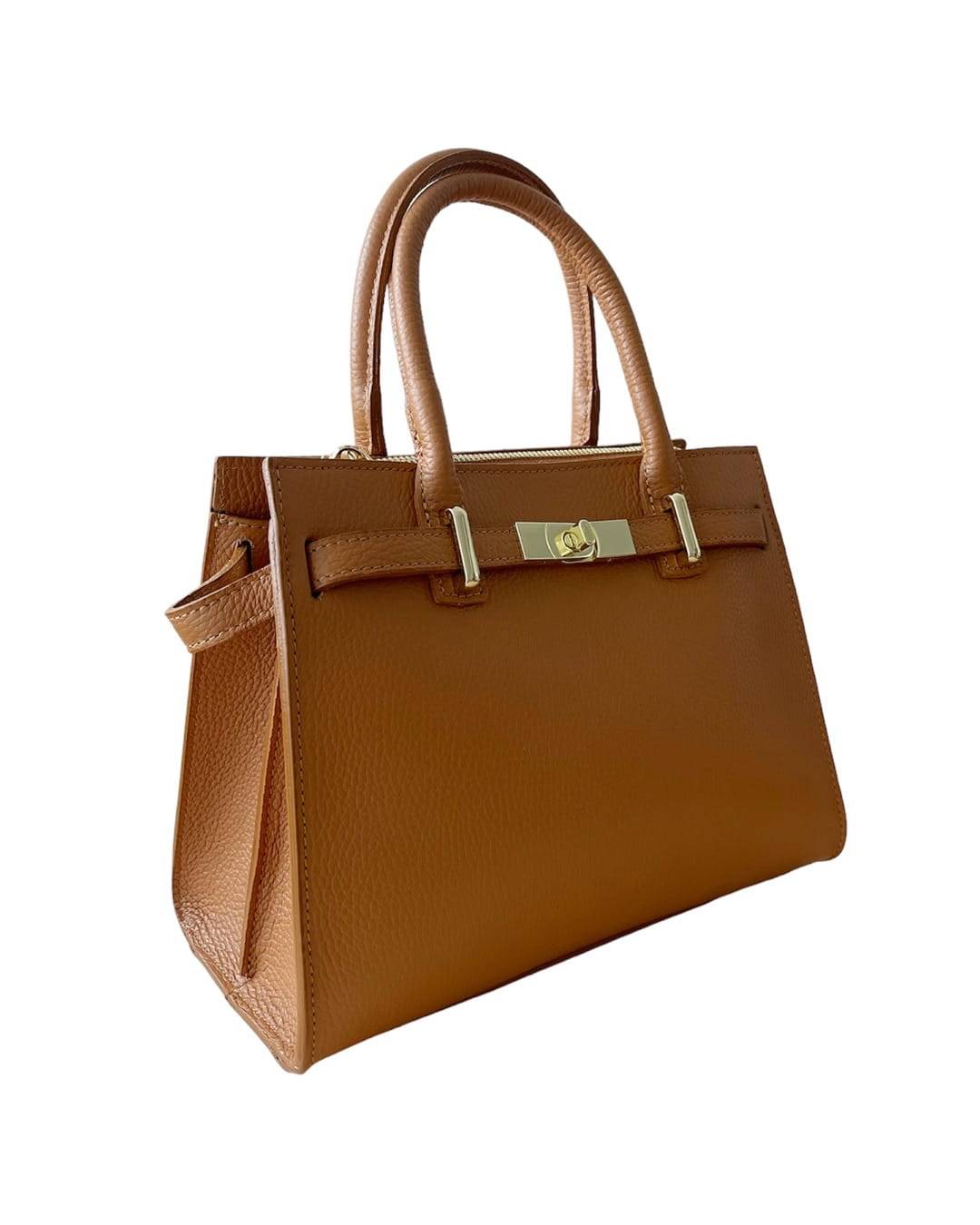 Skórzana torebka do ręki i na ramię - brązowa